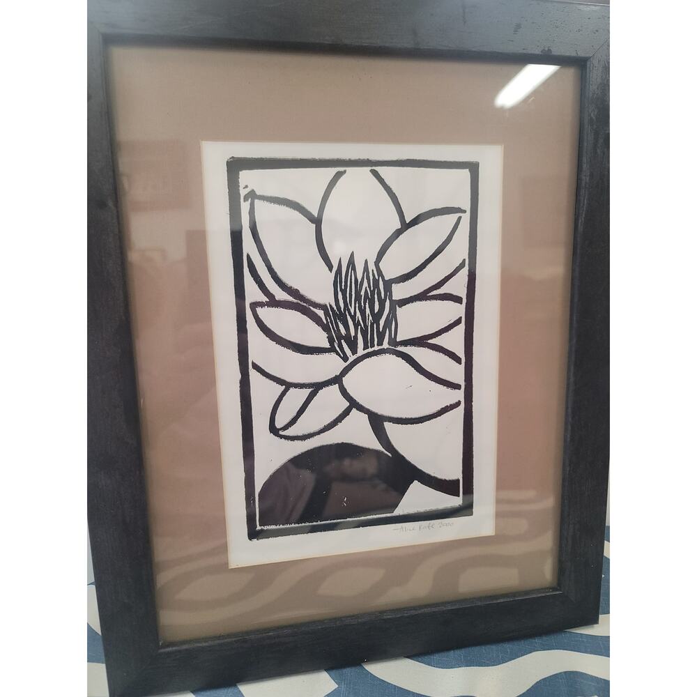 Black and White Floral Art Print - Picture 1 of 6
